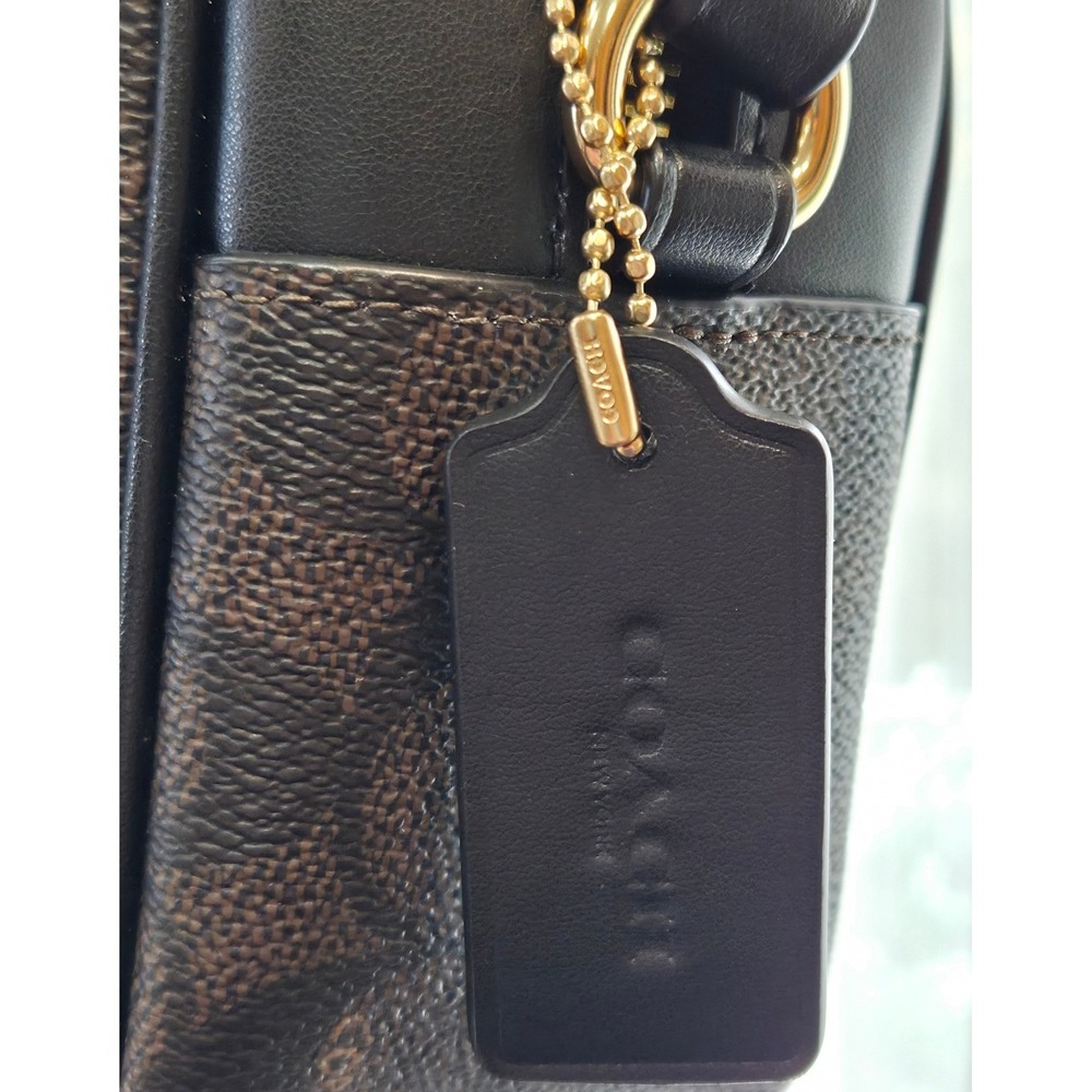 Coach Jamie Camera Bag Signature "C" Walnut Black Crossbody Gold‎ Hardware NWT - Picture 11 of 14